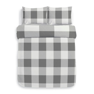 Grey Check Cotton Rich Reversible Duvet Set - Single thumbnail 4
