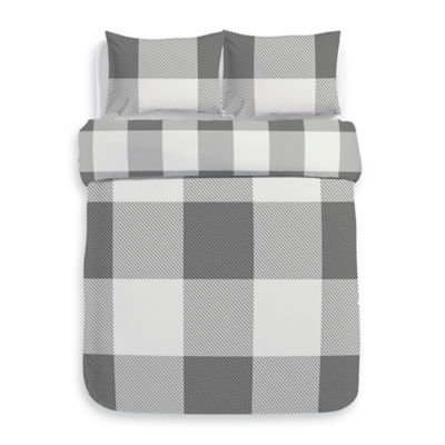 Grey Check Cotton Rich Reversible Duvet Set - Single thumbnail 5
