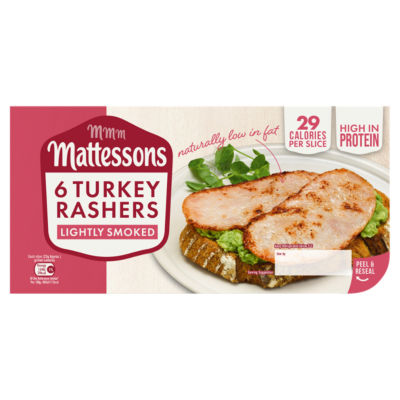 6 Turkey Bacon Rashers Lightly Smoked 150g