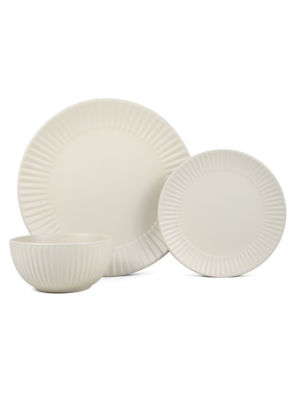 Natural Wide Ribbed Dinner Set - 12 Piece
