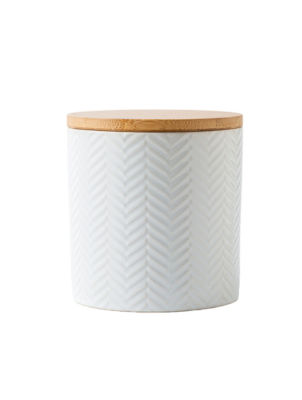 White Knitted Ceramic Canister