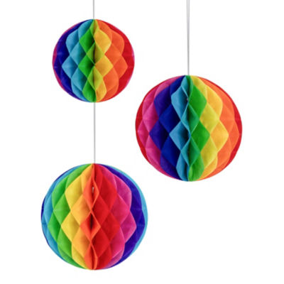 Rainbow Paper Honeycomb Decorations thumbnail 3