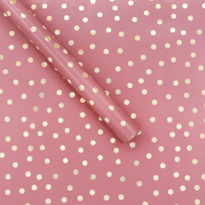 Pink & Gold Spot Foil Roll Wrap