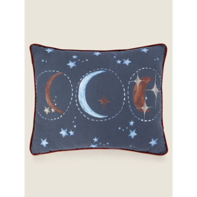 Navy Piped Edge Moon Cushion thumbnail 2
