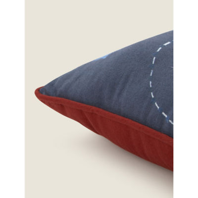 Navy Piped Edge Moon Cushion thumbnail 3