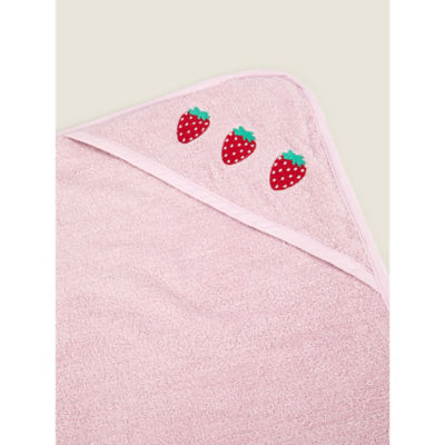 Red Strawberry Cotton Hooded Towel thumbnail 4