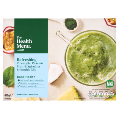 The Health Menu Refreshing Pineapple, Passion Fruit & Spirulina Smoothie Mix 4 x 120g (480g) thumbnail 2