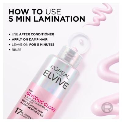 L’Oréal Paris Elvive Glycolic Gloss 5 Minute Lamination Treatment for Dull Hair 200ml thumbnail 4