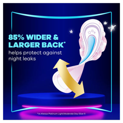 Platinum Sanitary Towels Heavy Flow Night (Size 5) Wings 12 Pads thumbnail 4