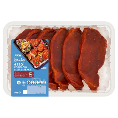 Smoky 6 BBQ Pork Loin Sizzle Steaks 600g thumbnail 2