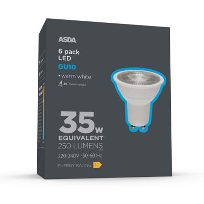 LED GU10 35W Lightbulb 6PK