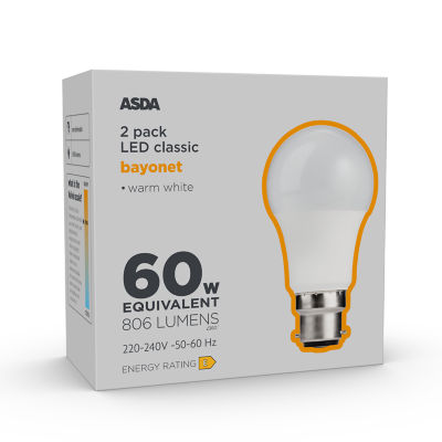 Asda LED Classic 60W Large Bayonet Lightbulb thumbnail 2