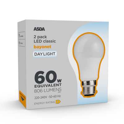 LED Classic 60W Large Bayonet Daylight Lightbulb