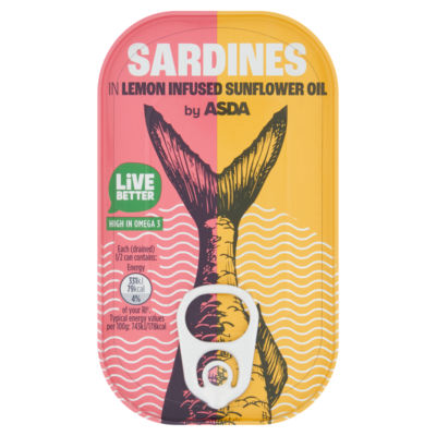 ASDA SARDINES IN LEMON INFUSED SUNFLOWER OIL 120g thumbnail 2