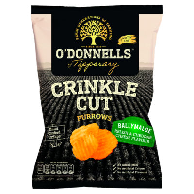 Crinkle Cut Furrows Ballymaloe Relish & Cheddar Cheese Flavour Hand Cooked Crisps 125g