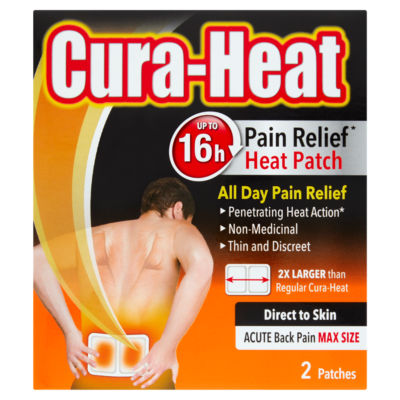 Cura-Heat Pain Relief Heat Patch Acute Back Pain Max Size 2 Patches