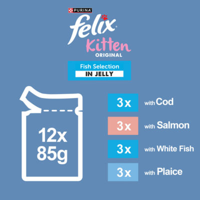 Original Kitten Fish Selection in Jelly Wet Cat Food 12x85g thumbnail 4
