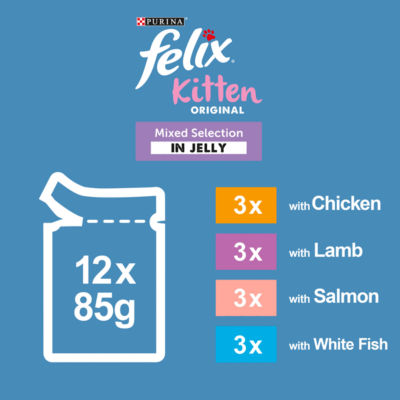 Original Kitten Mixed Selection in Jelly Wet Cat Food 12x85g thumbnail 3