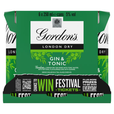 London Dry Gin & Tonic Ready To Drink 5% vol 6x250ml Cans thumbnail 2