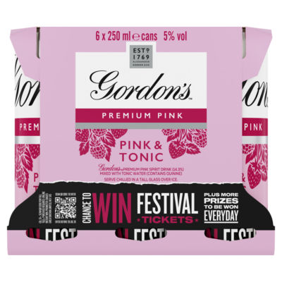 Premium Pink Gin & Tonic Ready To Drink 5% vol 6x250ml Cans thumbnail 2