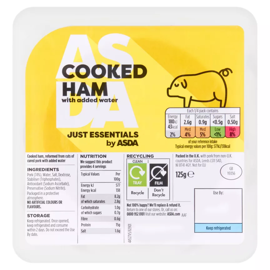 JUST ESSENTIALS by ASDA Cooked Ham with Added Water