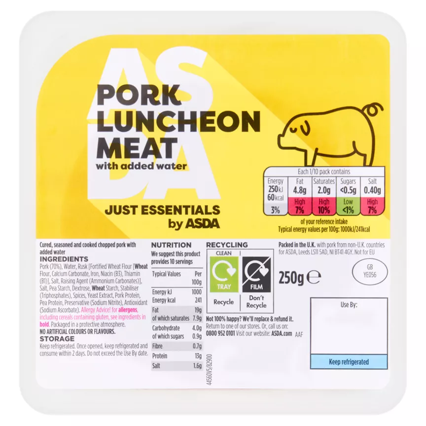 JUST ESSENTIALS by ASDA Pork Luncheon Meat Slices