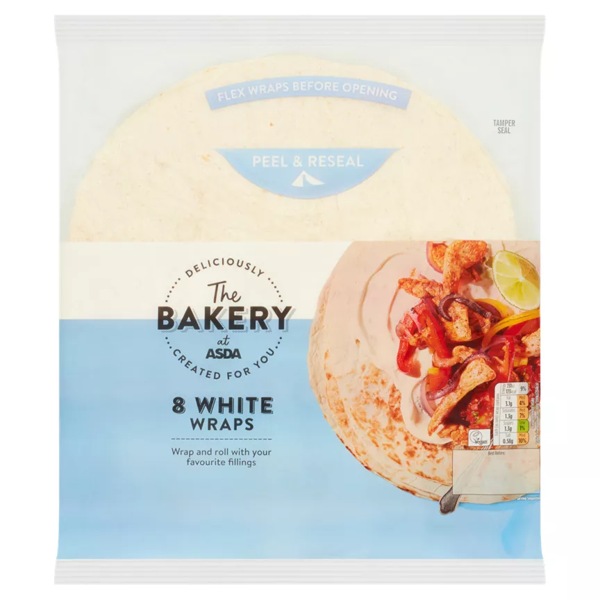 The BAKERY at ASDA 8 White Wraps 488g