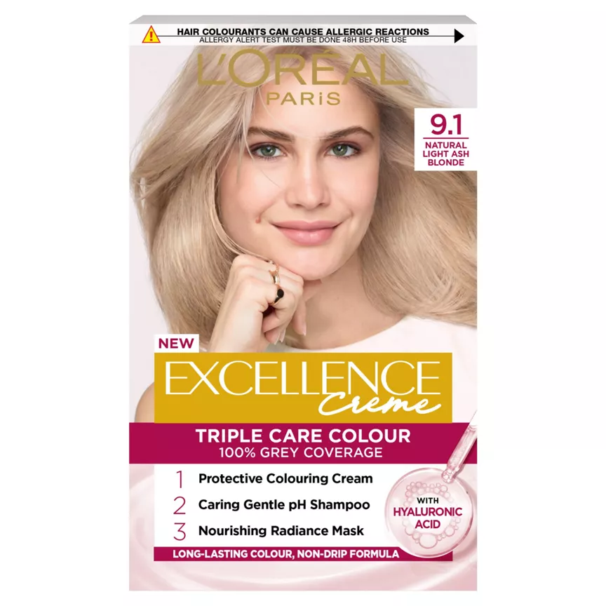 L'Oreal Excellence Creme 9.1 Light Ash Blonde Permanent Hair Dye