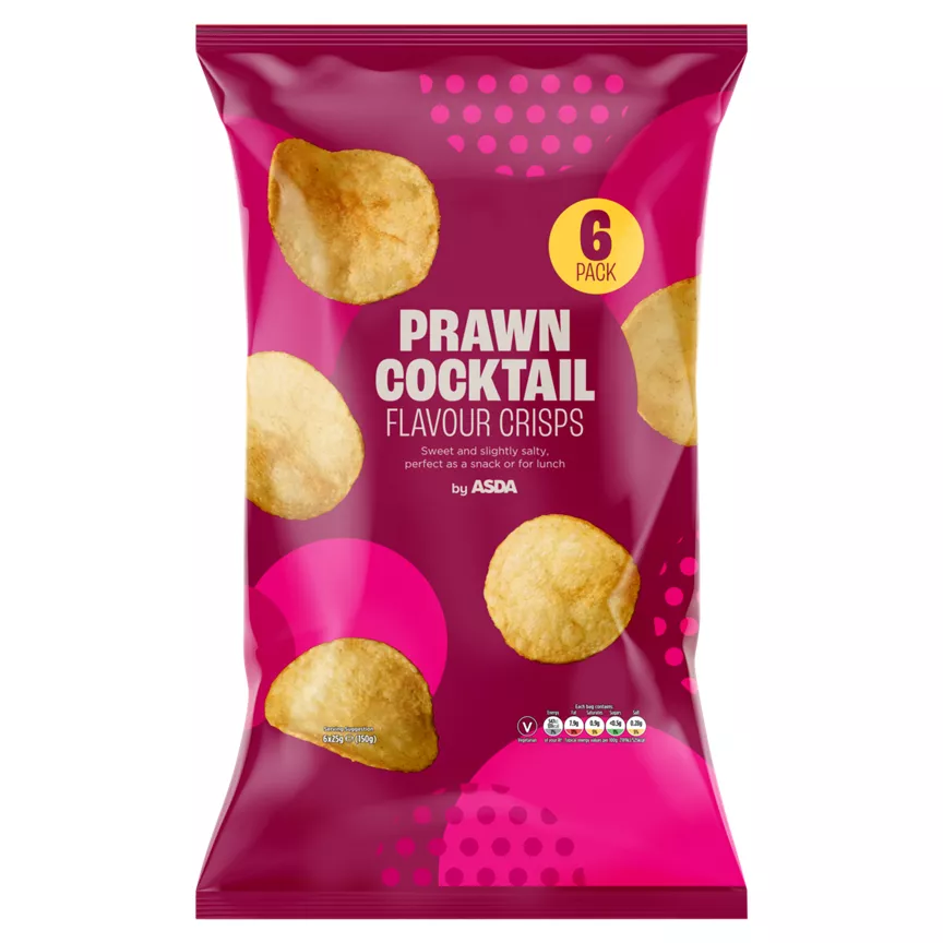 ASDA Prawn Cocktail Flavour Crisps 6 x 25g (150g)