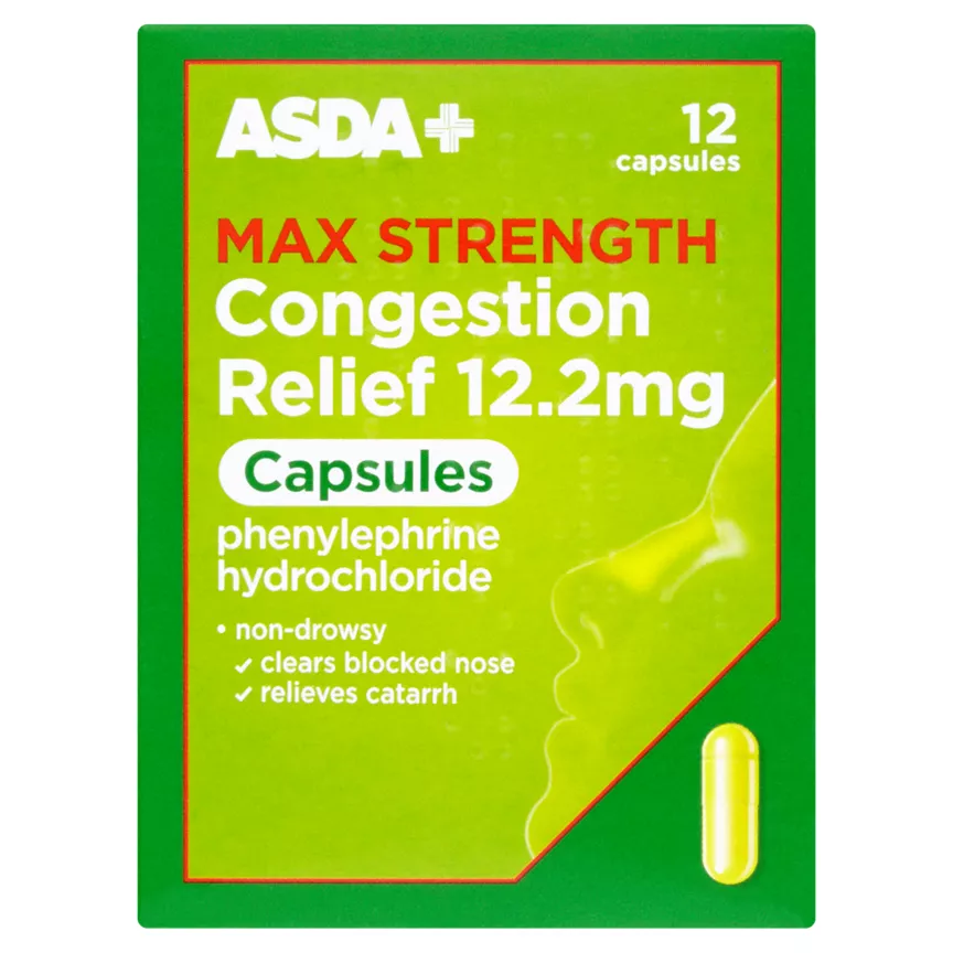 ASDA Max Strength Congestion Relief 12.2mg Capsules 12 Capsules