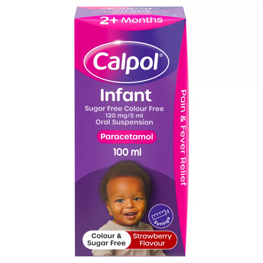 Calpol Infant Sugar Free Colour Free Oral Suspension Strawberry Flavour 2+ Months