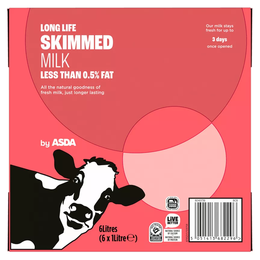 ASDA Long Life Skimmed Milk X6