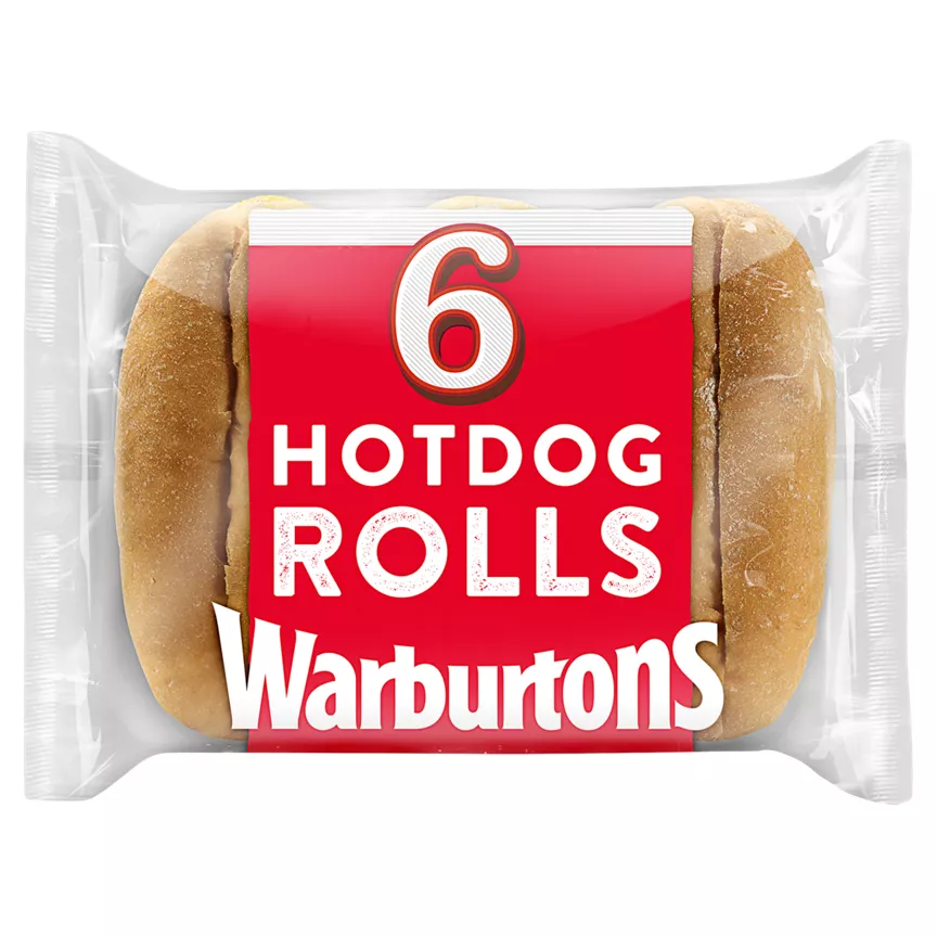 Warburtons 6 Sliced Hotdog Rolls