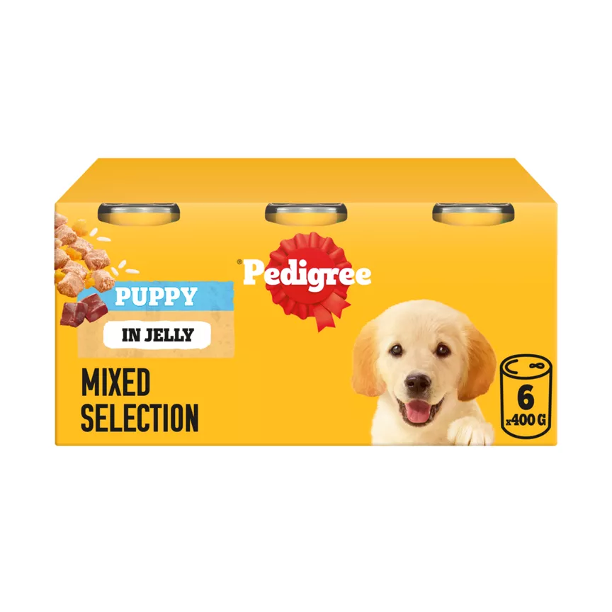 Pedigree Puppy Wet Dog Food Tins Mixed in Jelly 6 x