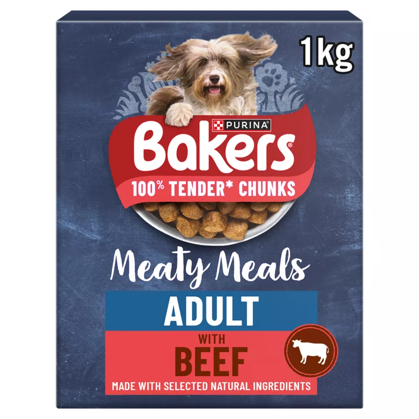 Bakers Meaty Meals Beef Dry Dog Food 1kg