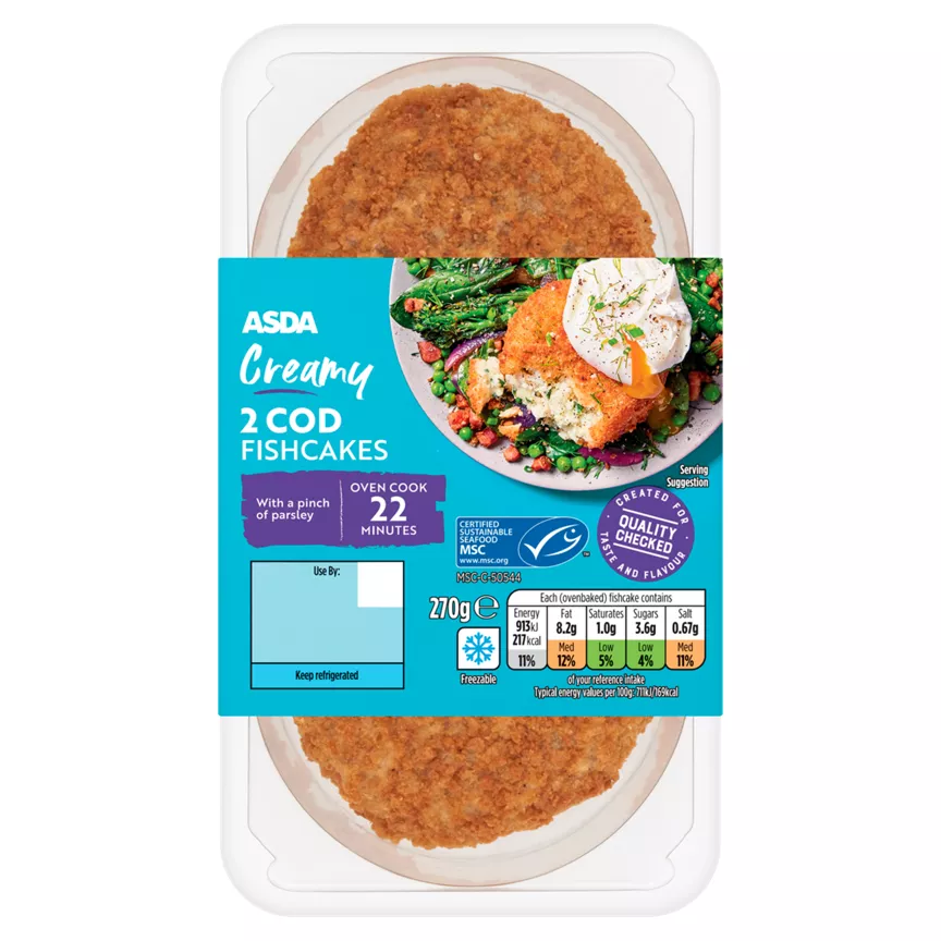 ASDA Creamy 2 Cod Fishcakes 270g