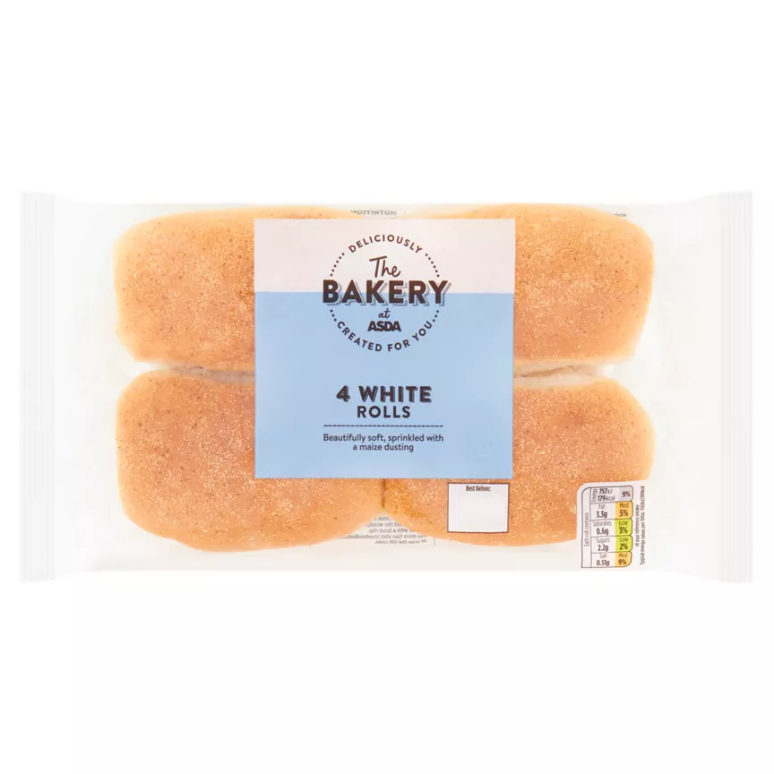 The BAKERY at ASDA 4 White Rolls