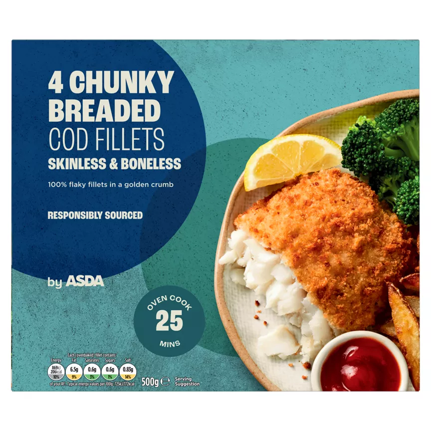 ASDA 4 Breaded Cod Fillets 500g