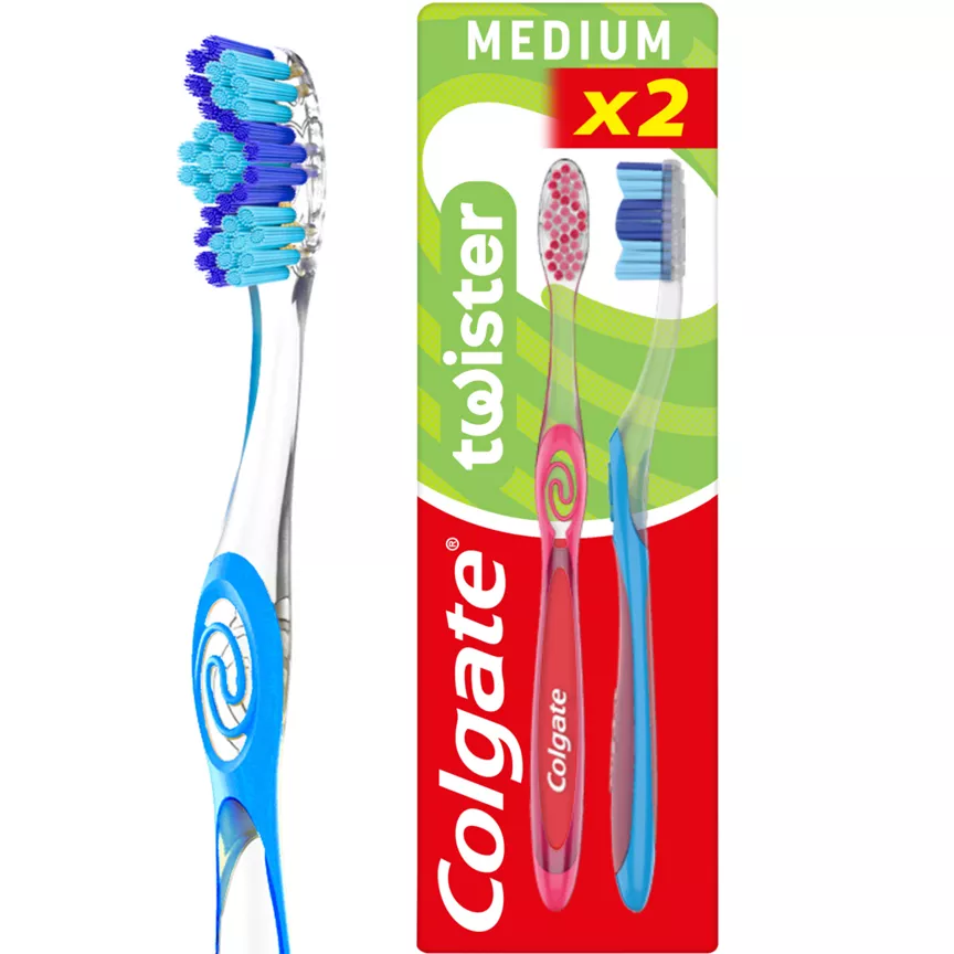 Colgate Twister Fresh Medium Manual Toothbrush 2 pack