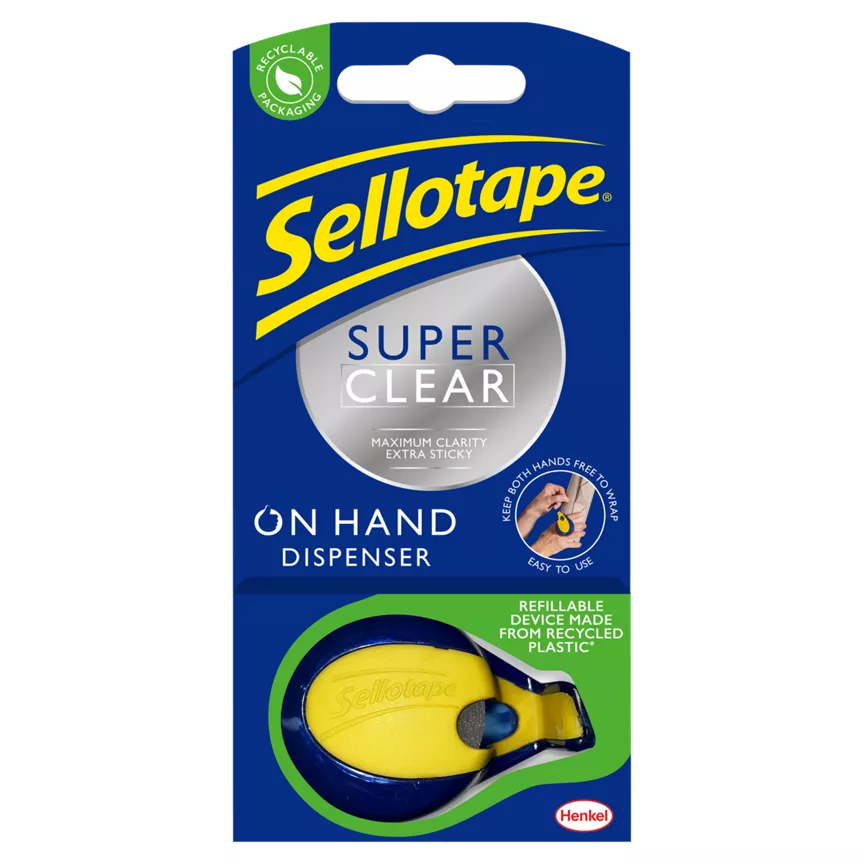Sellotape Super Clear On Hand Dispenser 18mm x 15m