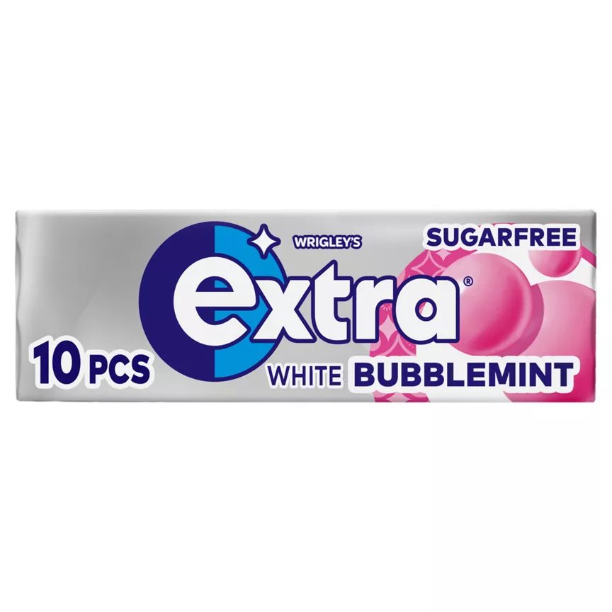 Wrigley's Extra White Bubblemint Chewing Gum Sugar Free 10 Pieces