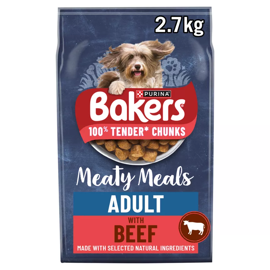 Bakers Meaty Meals Beef Dry Dog Food 2.7kg