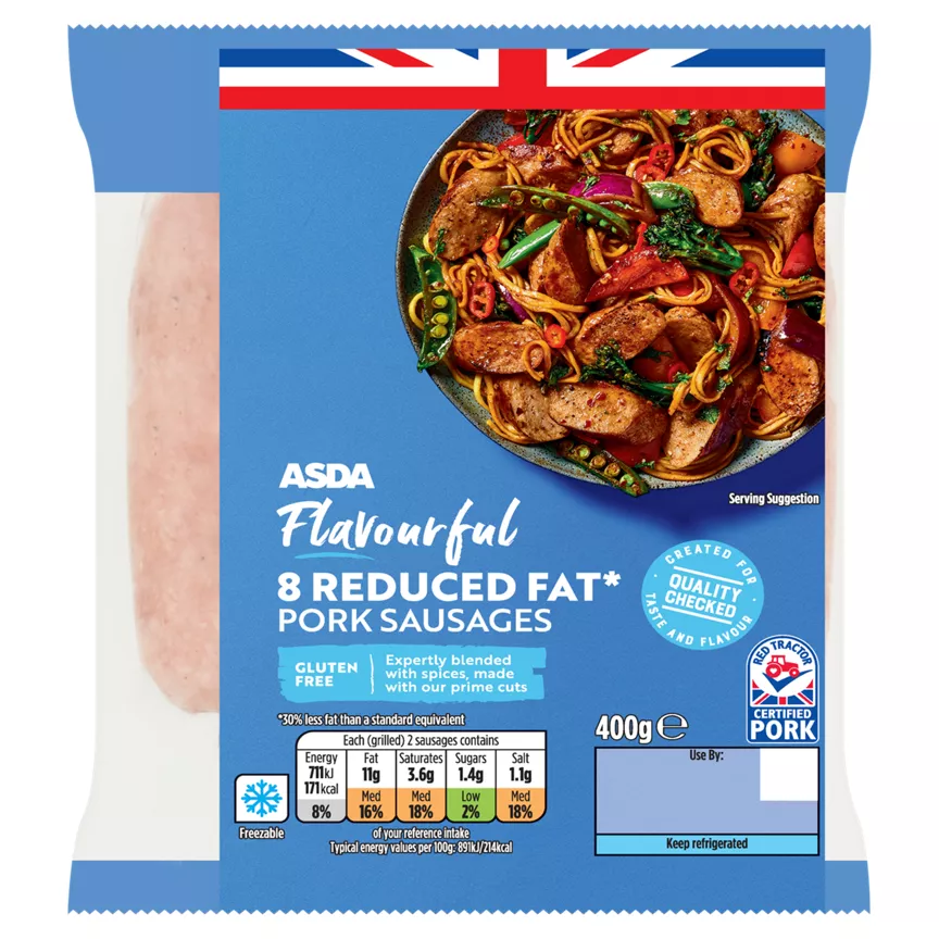 ASDA Flavourful 8 Reduced Fat Pork Sausages