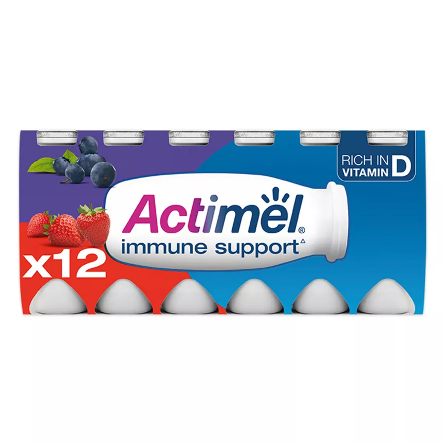 Actimel Strawberry Blueberry Cultured Yoghurt Drink - Image 1