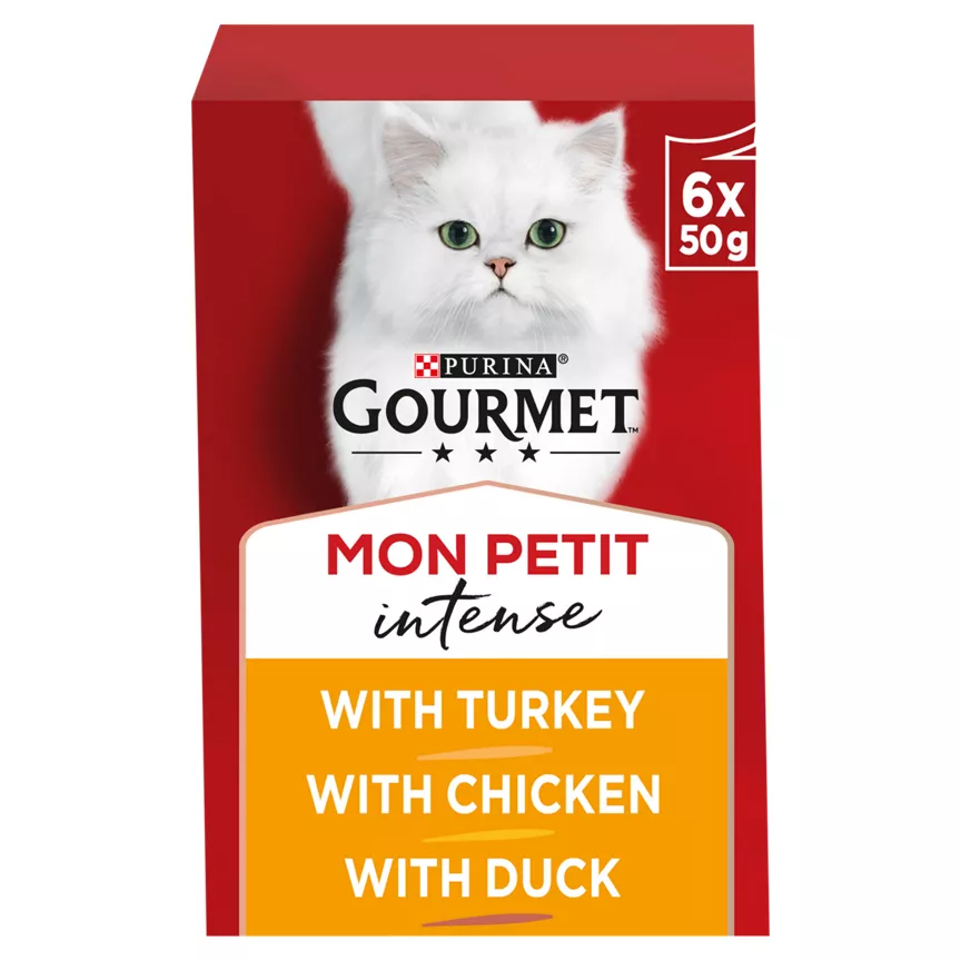 Gourmet Mon Petit Adult Cat Food with Duck, Chicken & Turkey 6 x 50g (300g)
