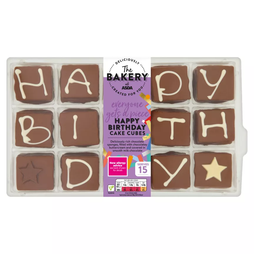 The BAKERY at ASDA Happy Birthday Cake Cubes