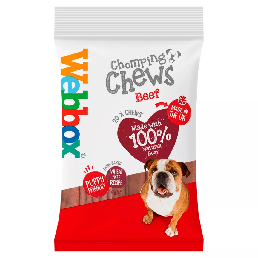 Webbox Chomping Chews with Beef Dog Treats 20 Pack