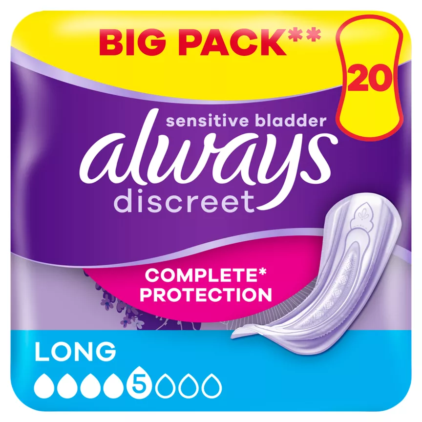 Always Discreet Incontinence Pads Long For Sensitive Bladder