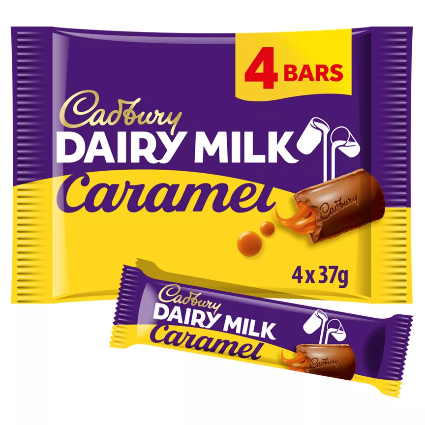 Cadbury Caramel Milk Chocolate Bars 4 Pack