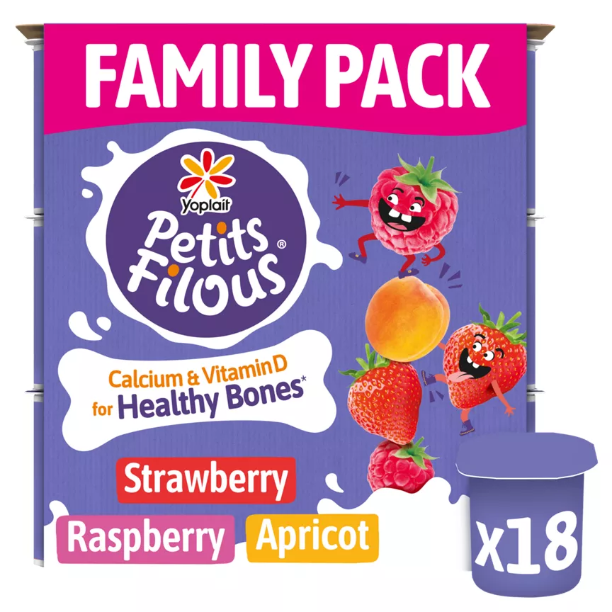 Petits Filous Strawberry, Raspberry and Apricot Fromage Frais 18 x 47g (846g)